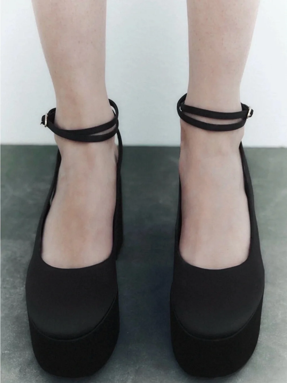 ZARA HIGH HEEL PLATFORM SLINGBACK SHOES BLACK